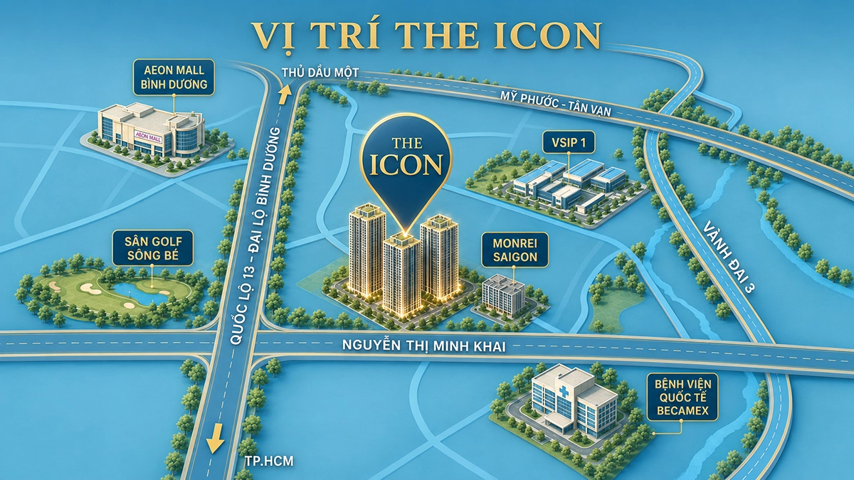 Sơ đồ vị trí dự án The Icon Thuận An Bình Dương